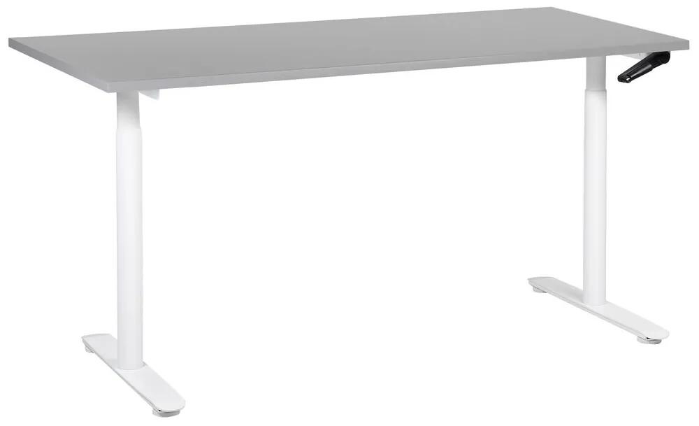 Manuálne nastaviteľný písací stôl 160 x 72 cm sivá/biela DESTINAS Beliani