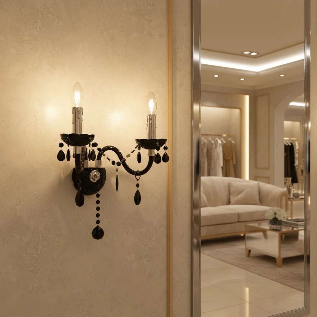 Toolight Toolight, nástenné svietidlo 2xE14, EBT018-2W, čierna, OSW-01235