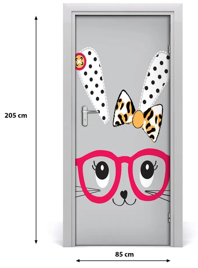Samolepiace fototapety na dvere králik okuliare 85x205 cm