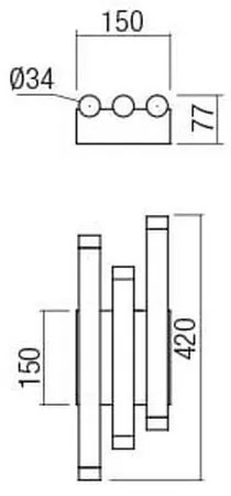 Redo 01-2038 - LED Nástenné svietidlo MADISON 6xLED/4W/230V čierna