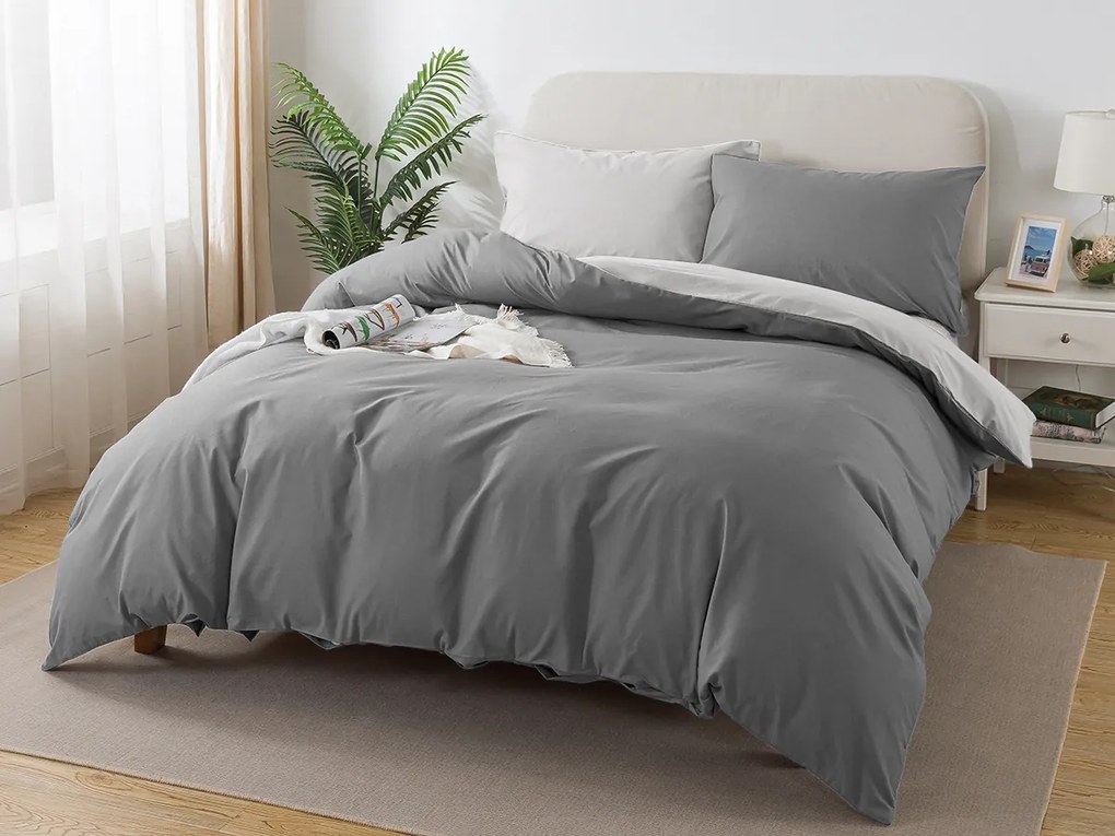 XPOSE® Francúzske bavlnené Renforcé obliečky EVITA DUO - tmavo sivé/svetlo sivé