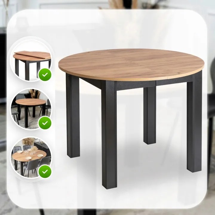 HARRY Rozkladací stôl 102-142 cm Artisan Dub/Čierna