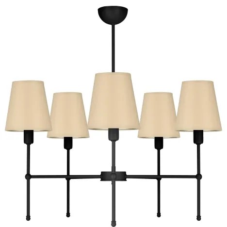 Luster na tyči MADELA 5xE14/40W/230V béžová/čierna