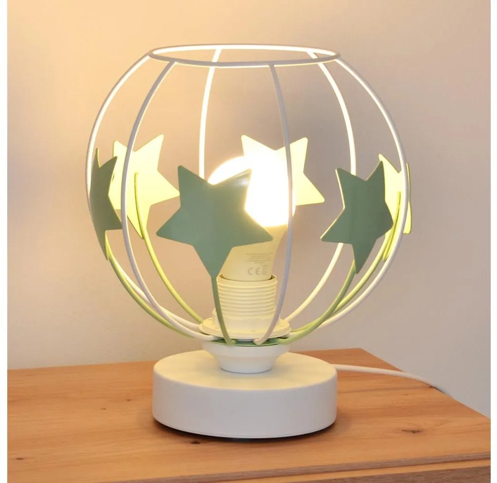 Helam Detská stolná lampa STARS 1xE27/15W/230V zelená/biela HE1691