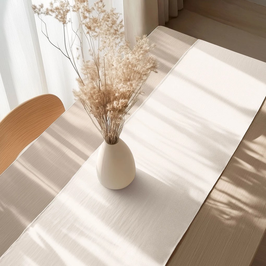 Goldea behúň na stôl z ľanovej zmesi - slonová kosť 35x140 cm