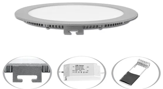 LED Solution Strieborný vstavaný LED panel guľatý 225mm 18W - POSLEDNÝ KUS VYP152
