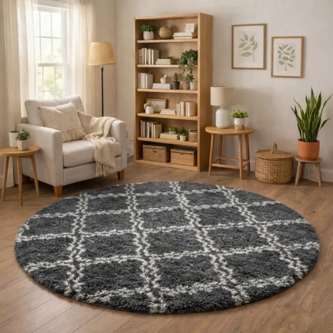 Protišmykový koberec DECOR sivý kruh