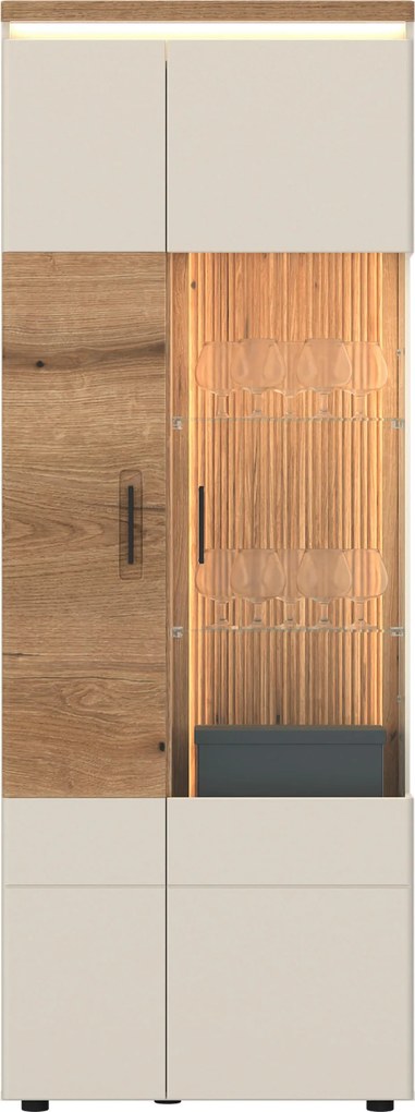 XXXLutz VITRÍNA, farba duba, kašmírová, 75/201,5/35,6 cm Hom`in - Sklenené vitríny - 001803087007