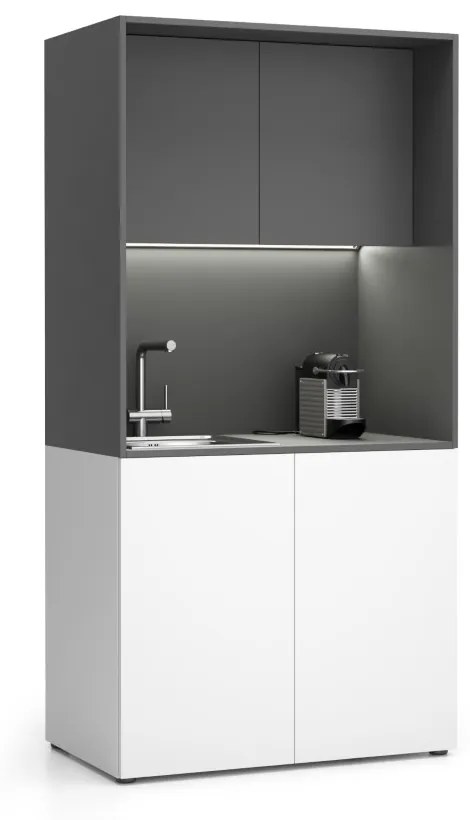 PLAN Kuchynka NIKA s drezom a batériou 1000 x 600 x 2000 mm, grafitová, ľavé