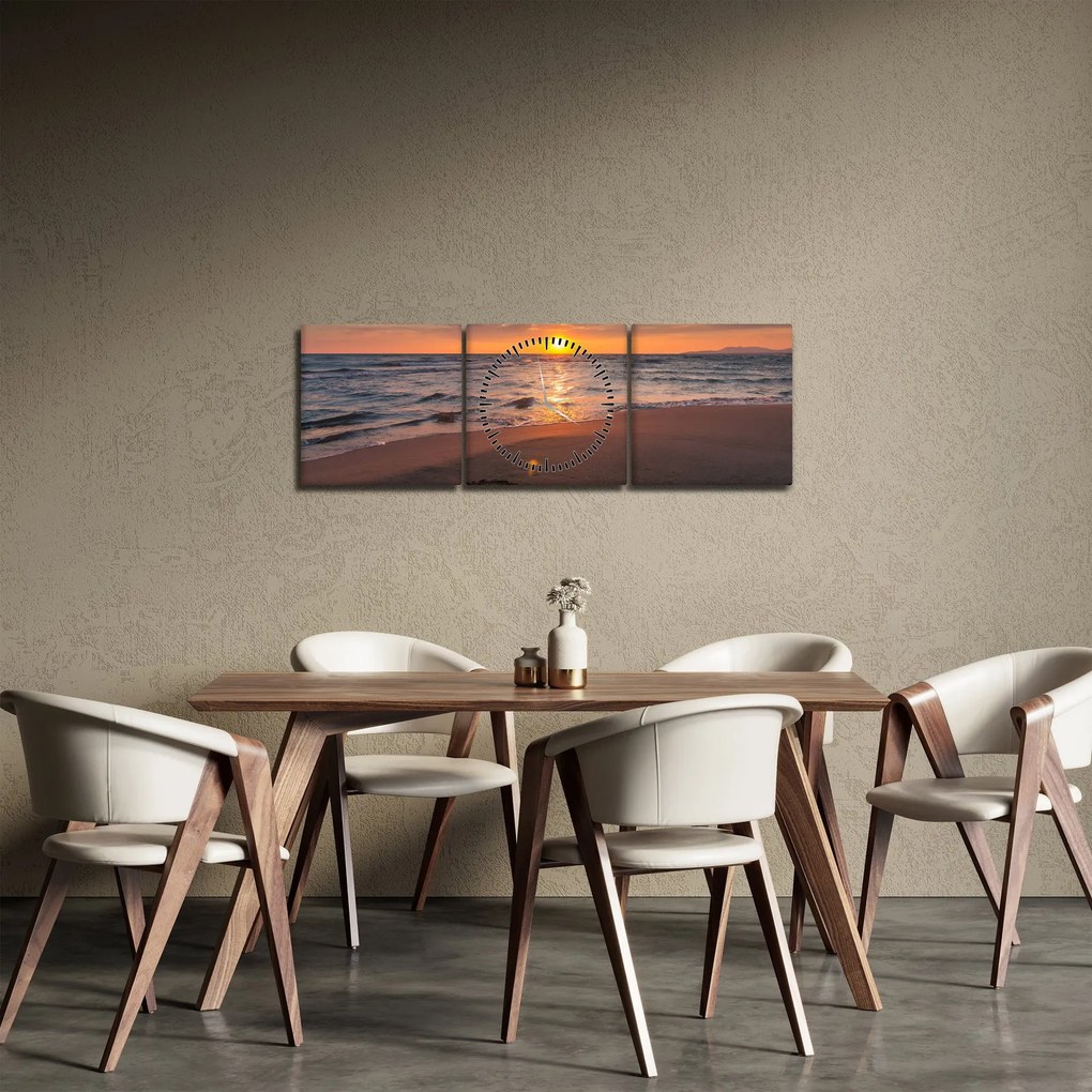 Obraz srdca v piesku (s hodinami) (90x30 cm)