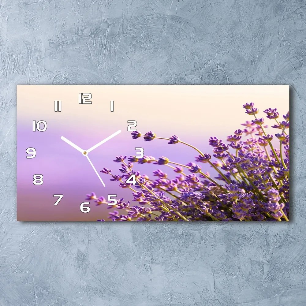 Moderné sklenené hodiny na stenu Levanduľa pl_zsp_60x30_f_48533046