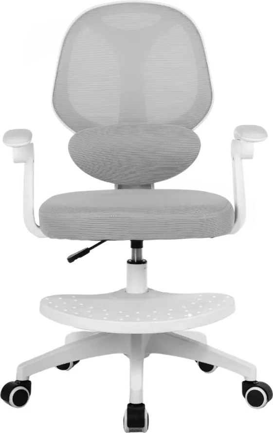 Detská otočná stolička Neoseat JUNI 009 s podnožou — látka, sivá