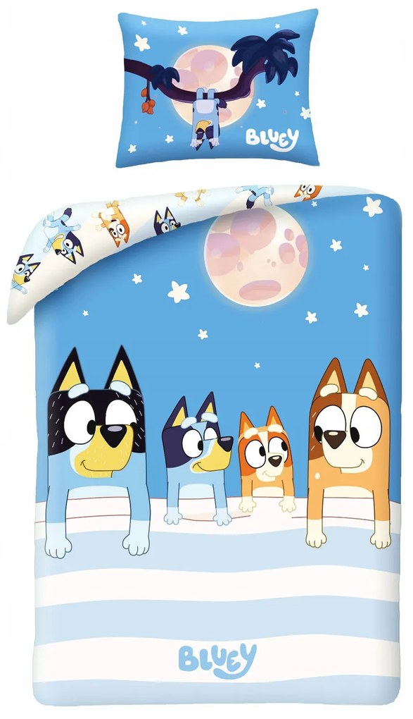 DETSKÉ BAVLNENÉ OBLIEČKY BLUEY 140X200 CM, 1KS 70X90 CM VZOROVANÉ