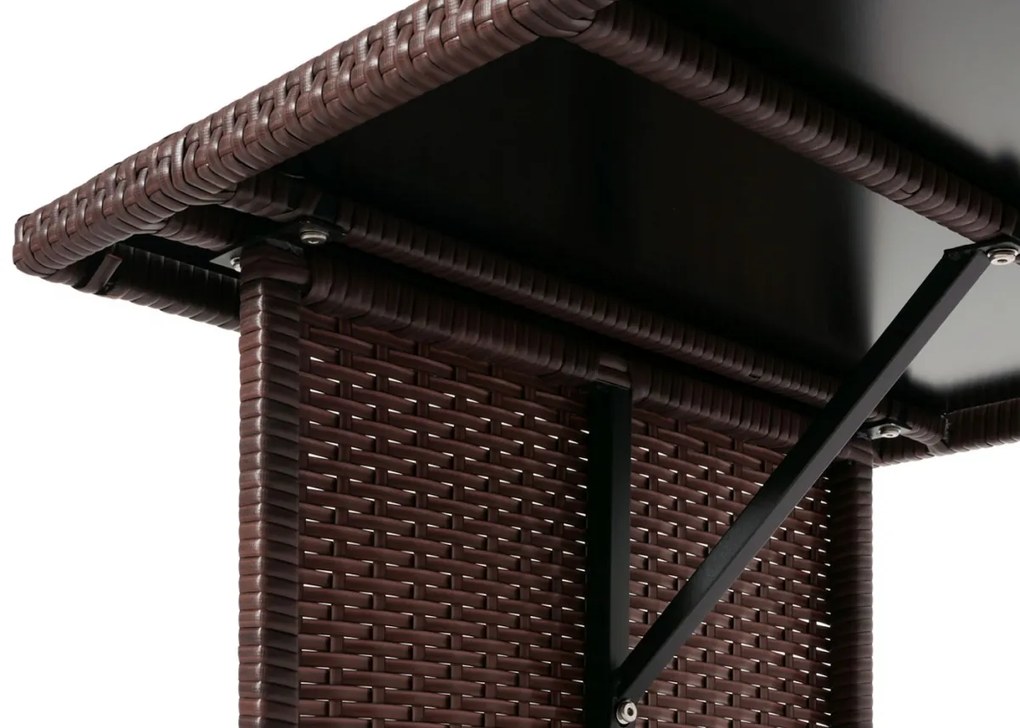 Polyratanový jedálenský stôl HWC-G16, 112x60cm - hnedá