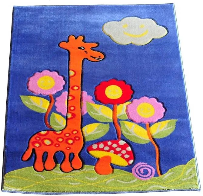 MAXMAX Detský koberec Žirafa - modrý
