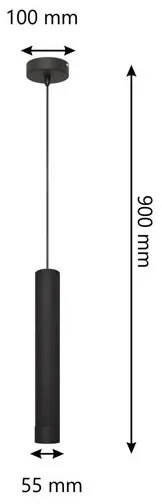 LED Luster na lanku TUBA 1xGU10/4,8W/230V čierna