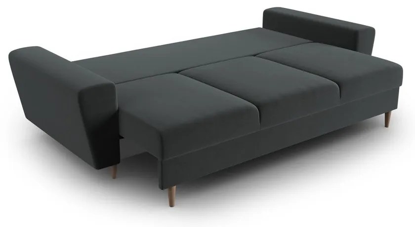 Tmavosivá zamatová rozkladacia/s úložným priestorom pohovka 235 cm Kyoto – Cosmopolitan Design