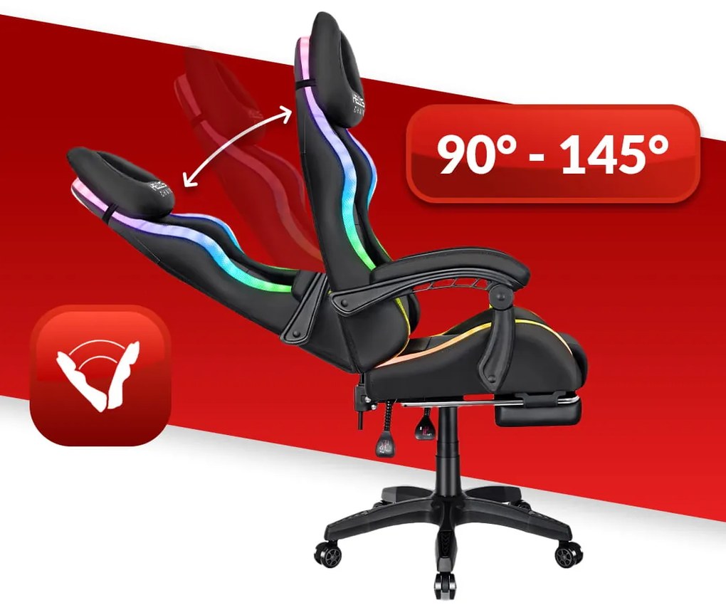 Hells Herná stolička Hell's Chair HC-1039 LED RGB Backlight FABRIC