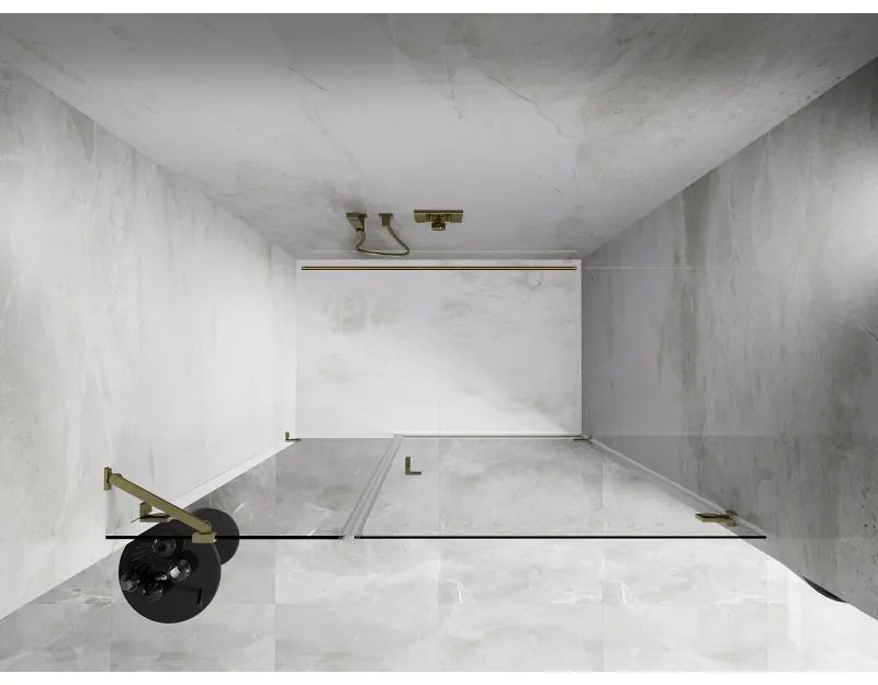 Mexen Lunar-B, pravé otočné sprchové dvere 120 cm, 8mm číre sklo, zlatý matný profil, 832S-120-050-55-00-P