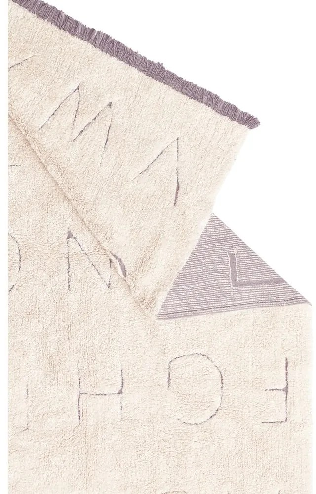 Krémový prateľný ručne tkaný bavlnený detský koberec 90x130 cm ABC – Lorena Canals