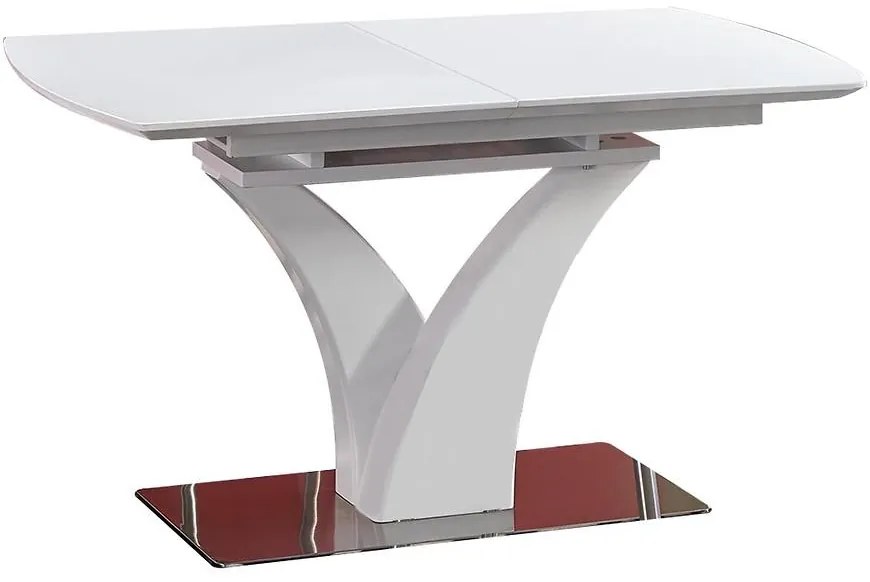 Rozkladací stôl Palermo 140/180x80cm Sklo/Mdf/Oceľ – Biely Mat