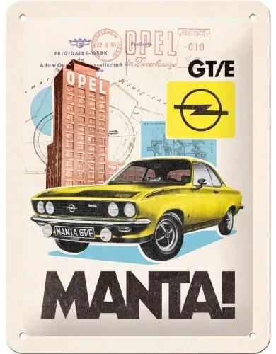 Plechová ceduľa Opel - Manta! GT/E, (15 x 20 cm)