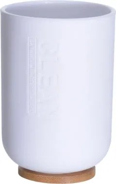 Pohár na kefky biely/bambus, 11 cm%