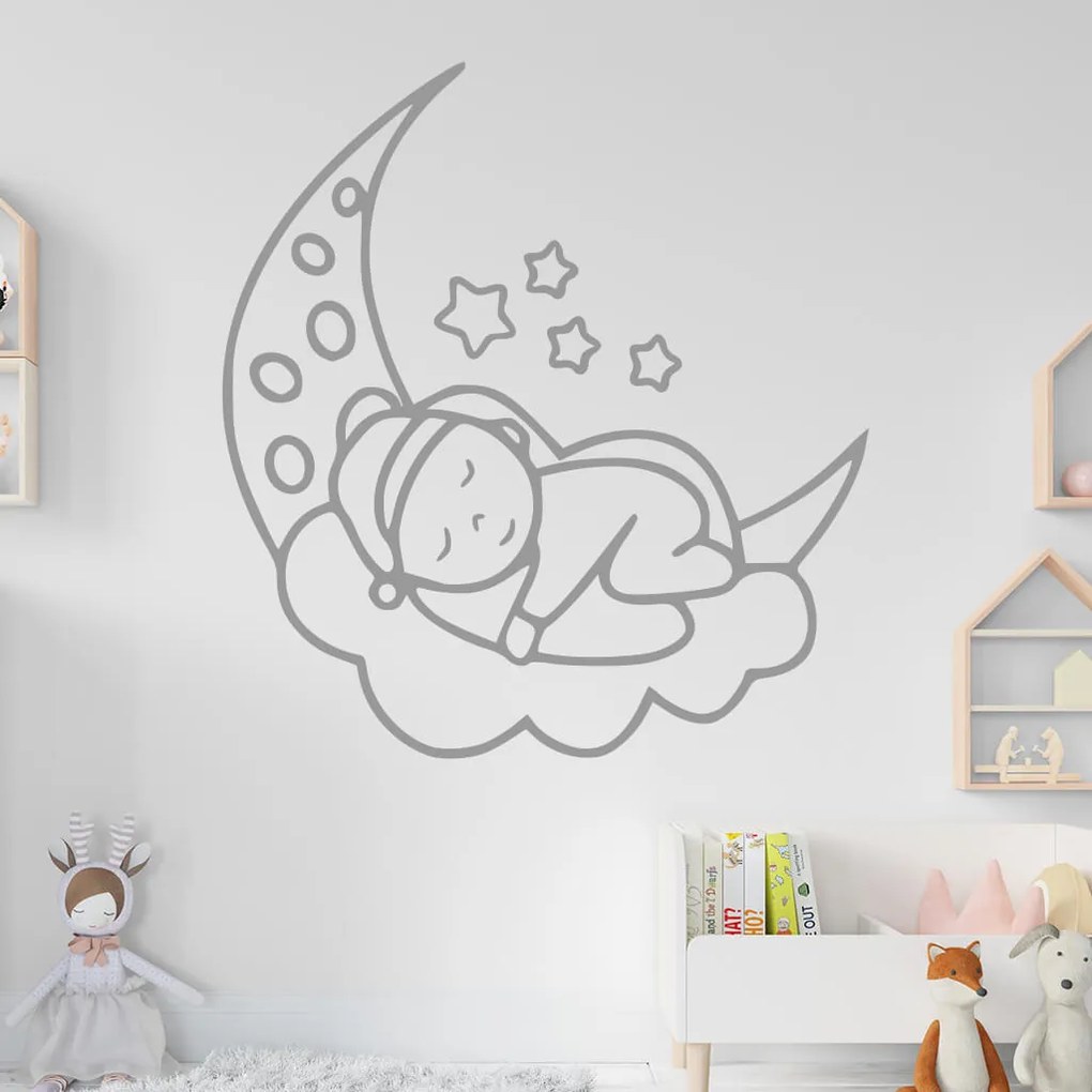 Veselá Stena Samolepka Noc na mesiačiku Farba: hnědá, Veľkosť: 80 x 87 cm