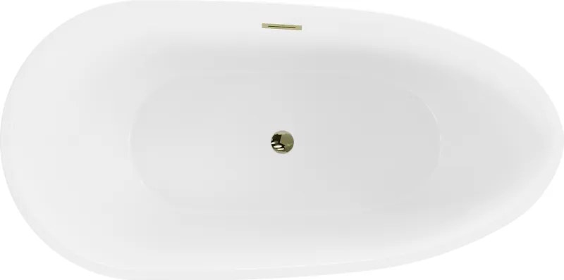 Mexen Eos, voľne stojaca vaňa 150 x 75 cm, biela, zlatý lesklý prepad, 52471507500-50