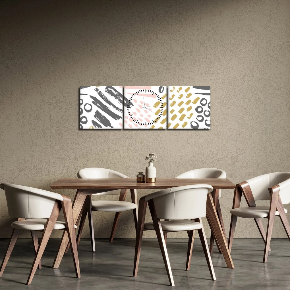 Obraz - Abstraktné ťahy (s hodinami) (90x30 cm)
