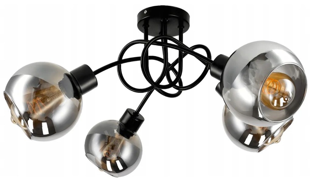 BERGE Sklenená LED stropná lampa 4xE27 - dymová guľa