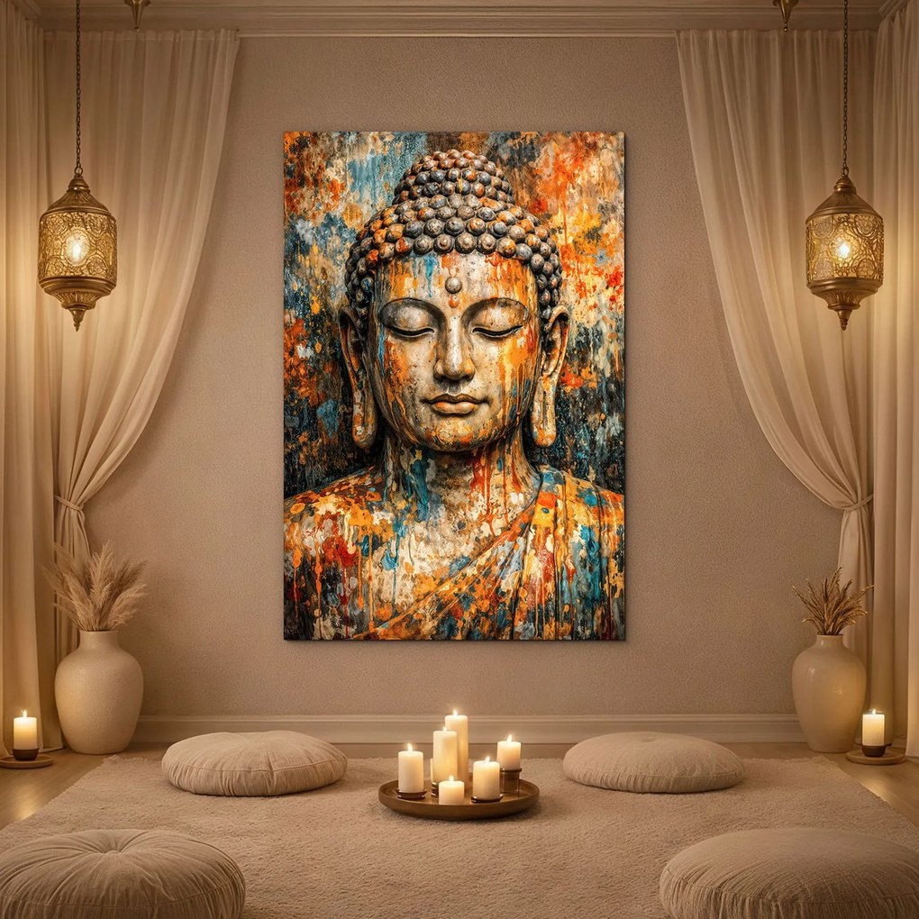 DUBLEZ | Drevený obraz na stenu - Buddha vo farbách | UV potlač, Premium