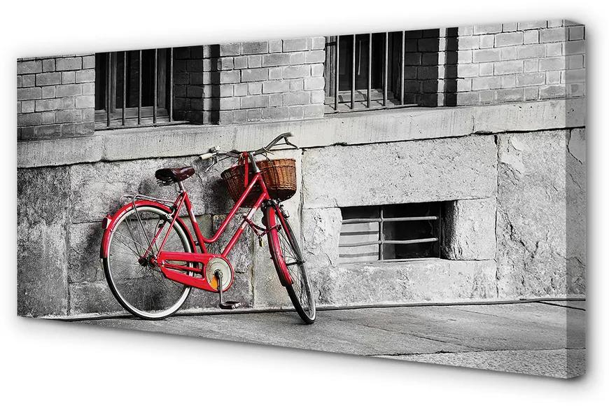 Obraz canvas Červené koleso s košíkom 125x50 cm