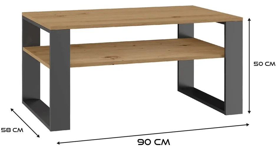 Konferenčný stolík Maduro 2 (dub artisan + antracit). Akcia -22%. Vlastná spoľahlivá doprava až k Vám domov. 1132423