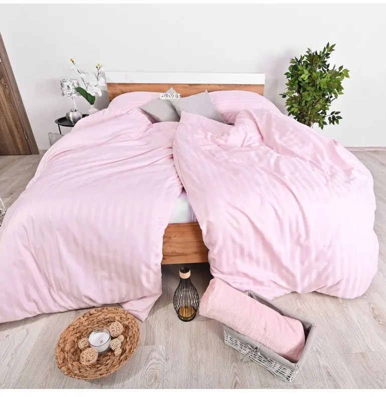 Obliečky damaškové ružové EMI, Štandardný set jednolôžko obsahuje 1x 140x200 + 1x 70x90