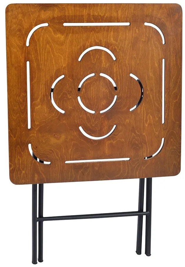 Súprava záhradného stola a stoličiek (3 kusy) Bonita (orech + čierna). Akcia -19%. Vlastná spoľahlivá doprava až k Vám domov. 1083037