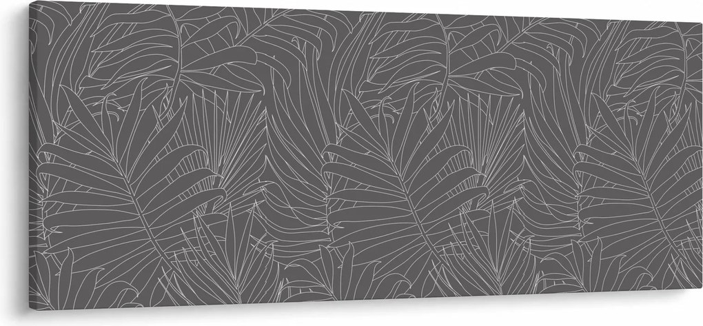 Obraz - Šedé palmové listy (120x50 cm)