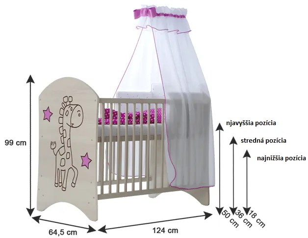 Raj posteli Štandardná detská postieľka "gravírovanie žirafy" dub sonoma