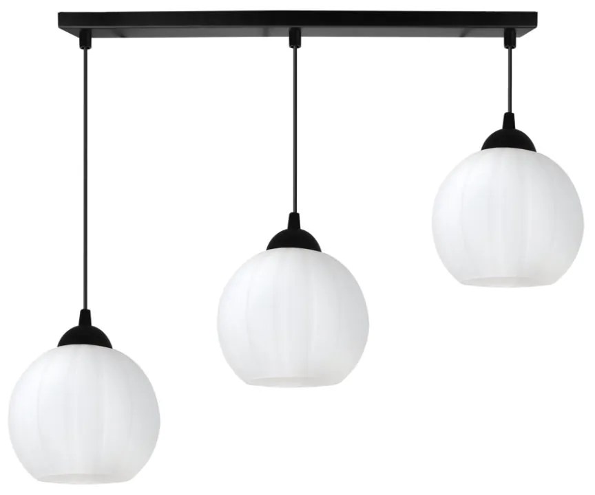 Závesné svietidlo Costa, 3x biele sklenené tienidlo, b