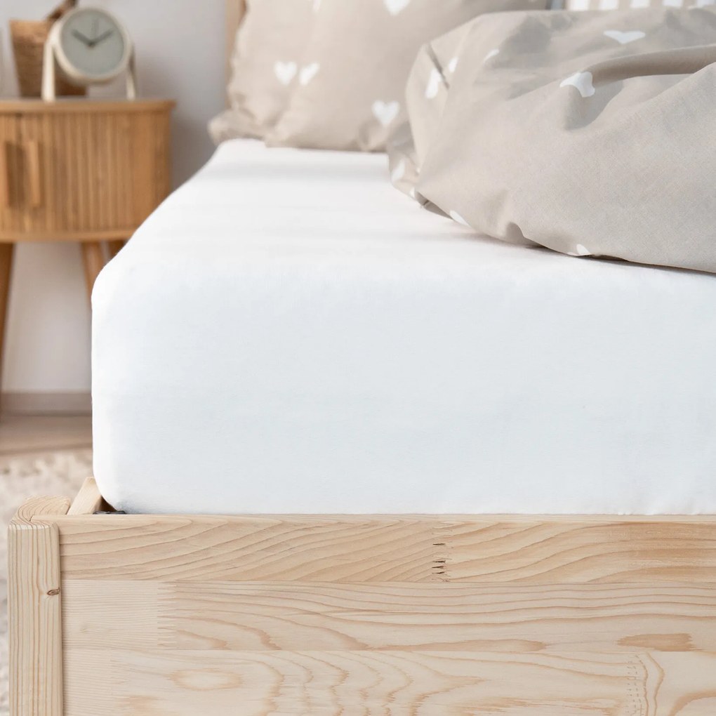 Goldea jersey elastická plachta - biela 120 x 200 cm