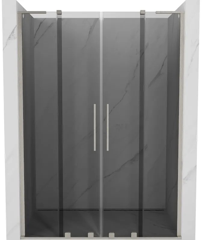 Mexen Velar L Duo, posuvné sprchové dvere do otvoru 140 cm, 8mm šedé sklo, brúsená oceľ, 871-140-003-42-97