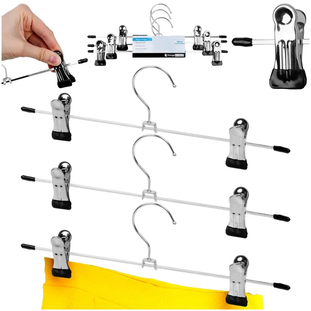 VILDE Kovové vešiaky s klipom na nohavice a sukne, sada 3ks (strieborné)