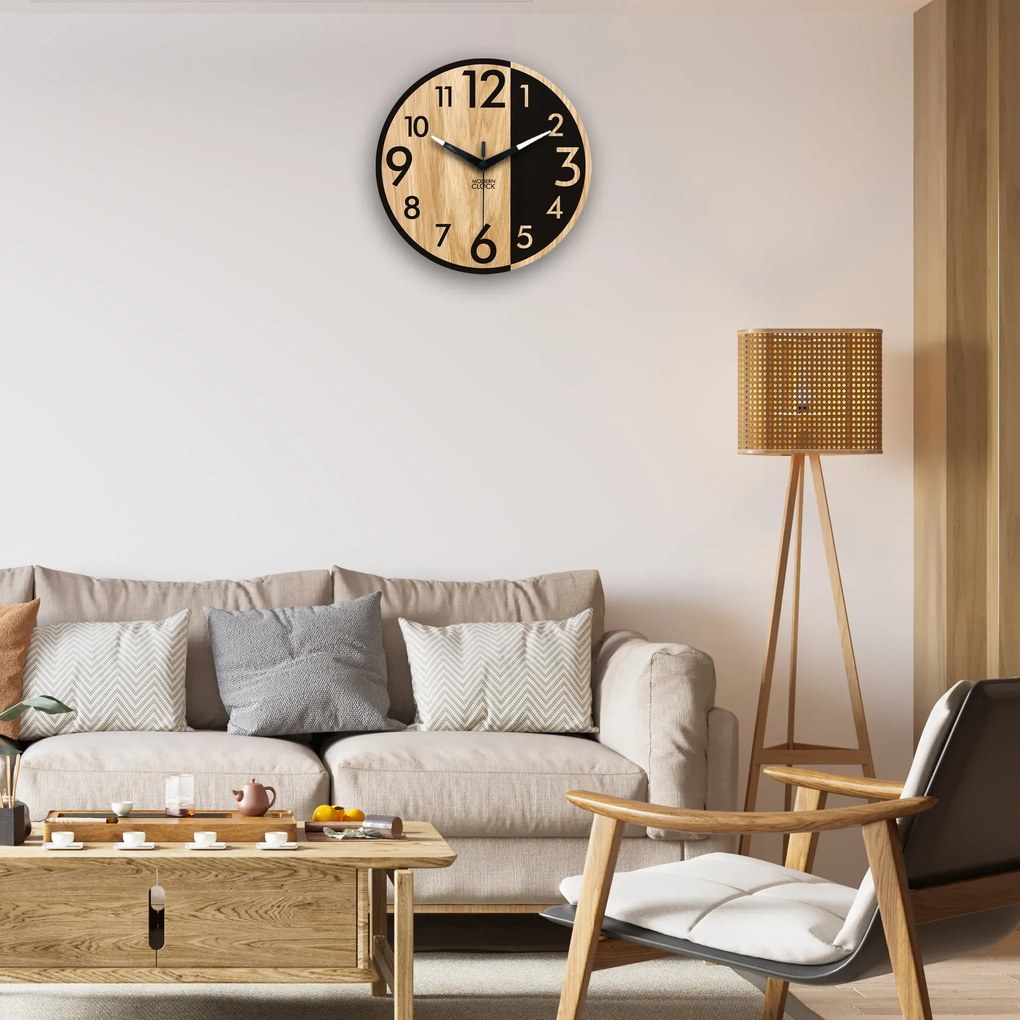 Dřevěné nástěnné hodiny Alfred 33 cm dub přírodní/černé