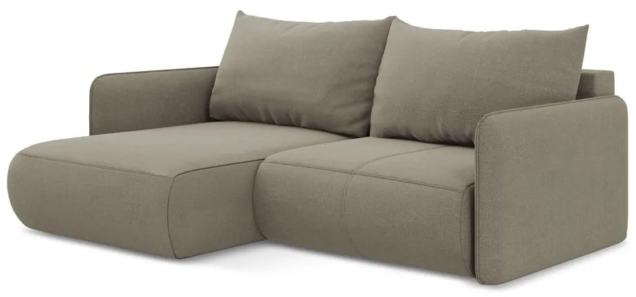 Béžová rozkladacia/s úložným priestorom rohová pohovka (ľavý roh) Nanea – Makamii