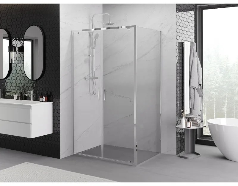 Mexen Exo, sprchovací kút s krídlovými dverami 90 x 75 cm, 6mm číre sklo, chrómový profil, 8182-090-075-01-00