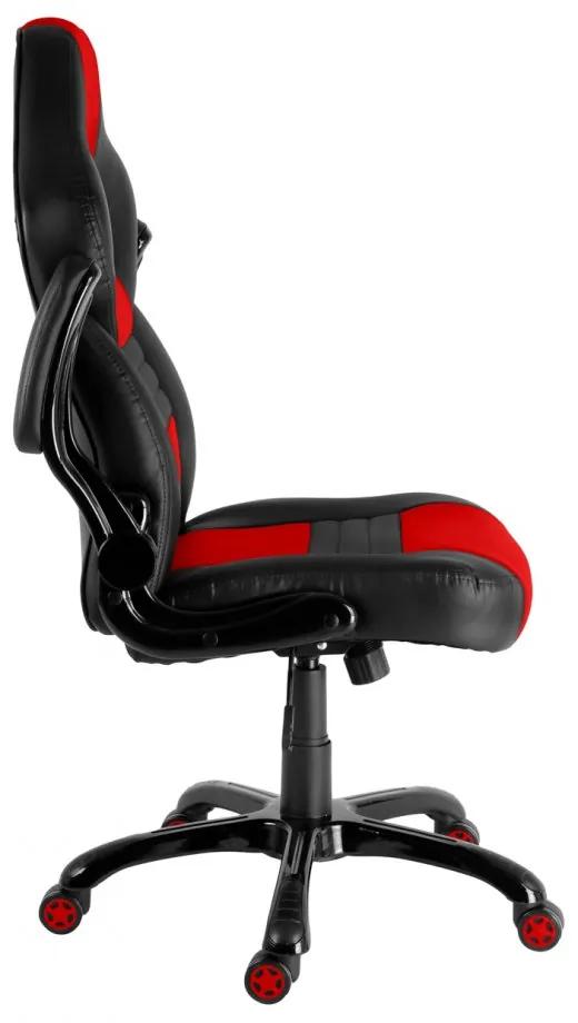 Herná stolička A-RACER Q19 –⁠ PU koža, čierna/červená
