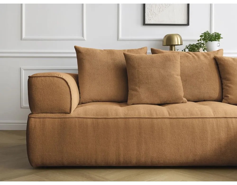 Ženilková rohová pohovka v horčicovej farbe (ľavý roh/do L) Whesley – Bobochic Paris