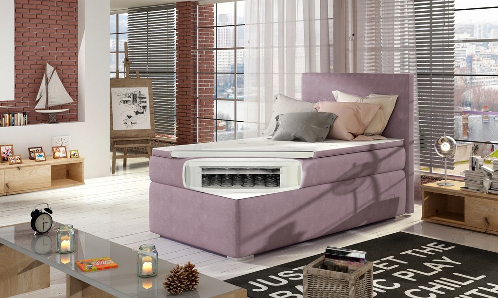 Moderná box spring posteľ Radka 90x200, biela Roh: Orientace rohu Pravý roh