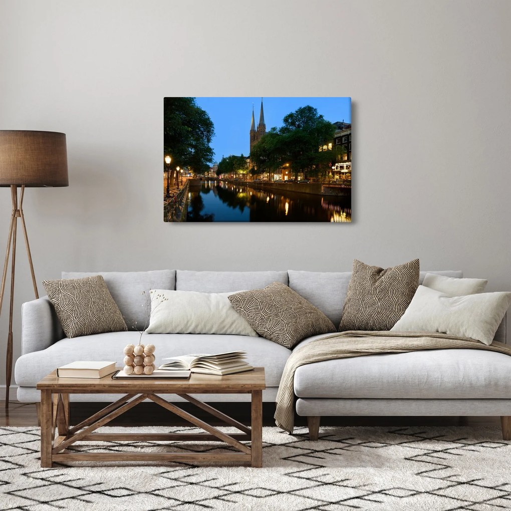 Obraz nočného historického mesta (90x60 cm)