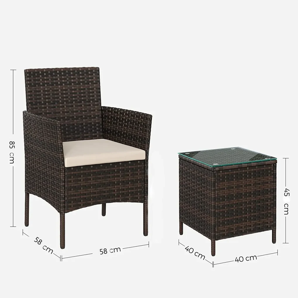MAURICIUS moderný balkónový set 2+1, hnedá/krémová